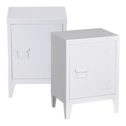 Set di 2 Comodini Inari in Acciaio con Anta - Bianco [en.casa]