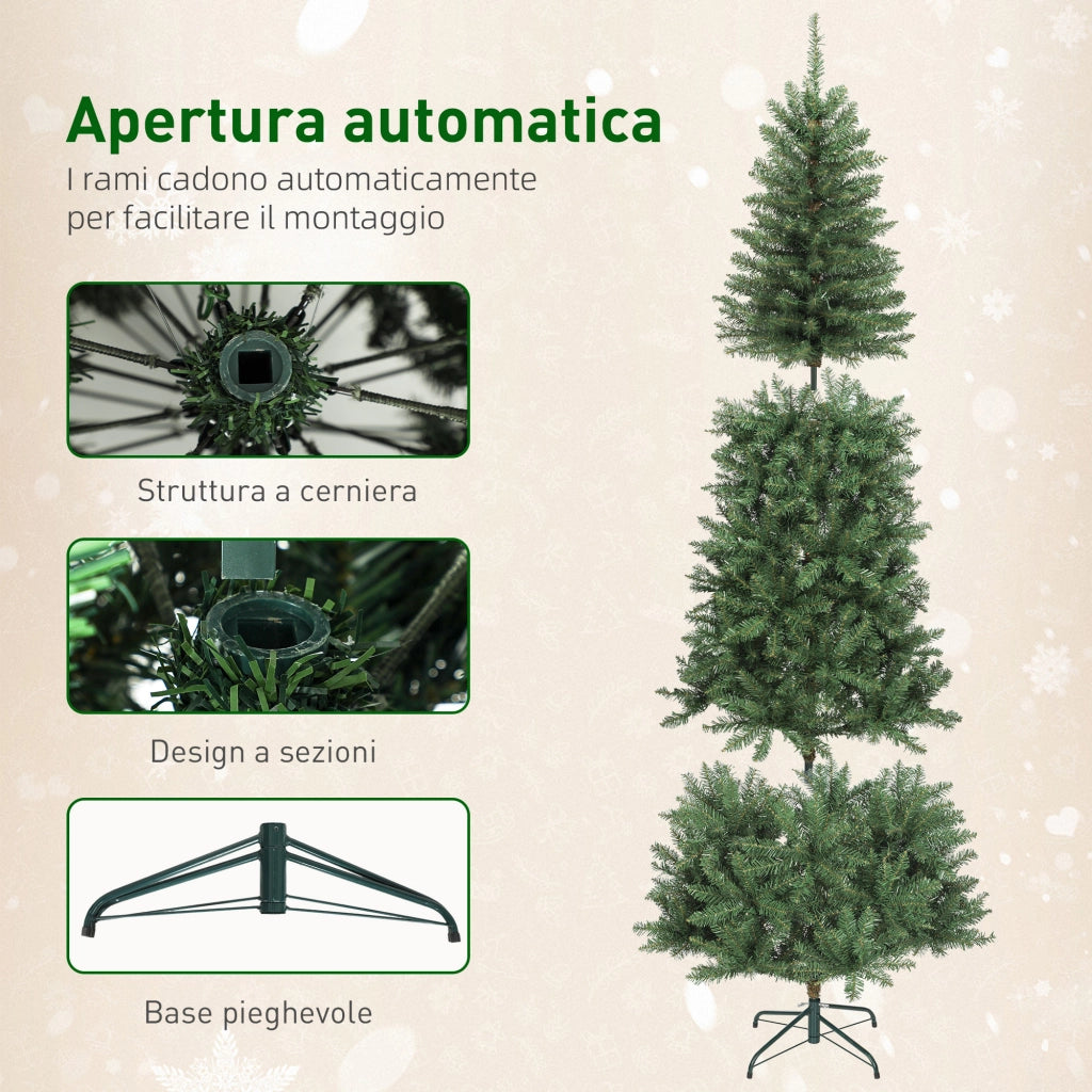 Albero di Natale 210 cm Illuminato con 350 Luci Bianche e Colorate, 9 Modalit¨¤ di Illuminazione