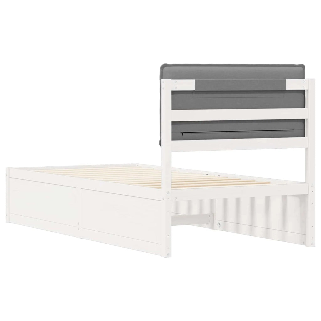 Letto con Testiera Rivestita Grigio chiaro 90 x 190 cm 877598