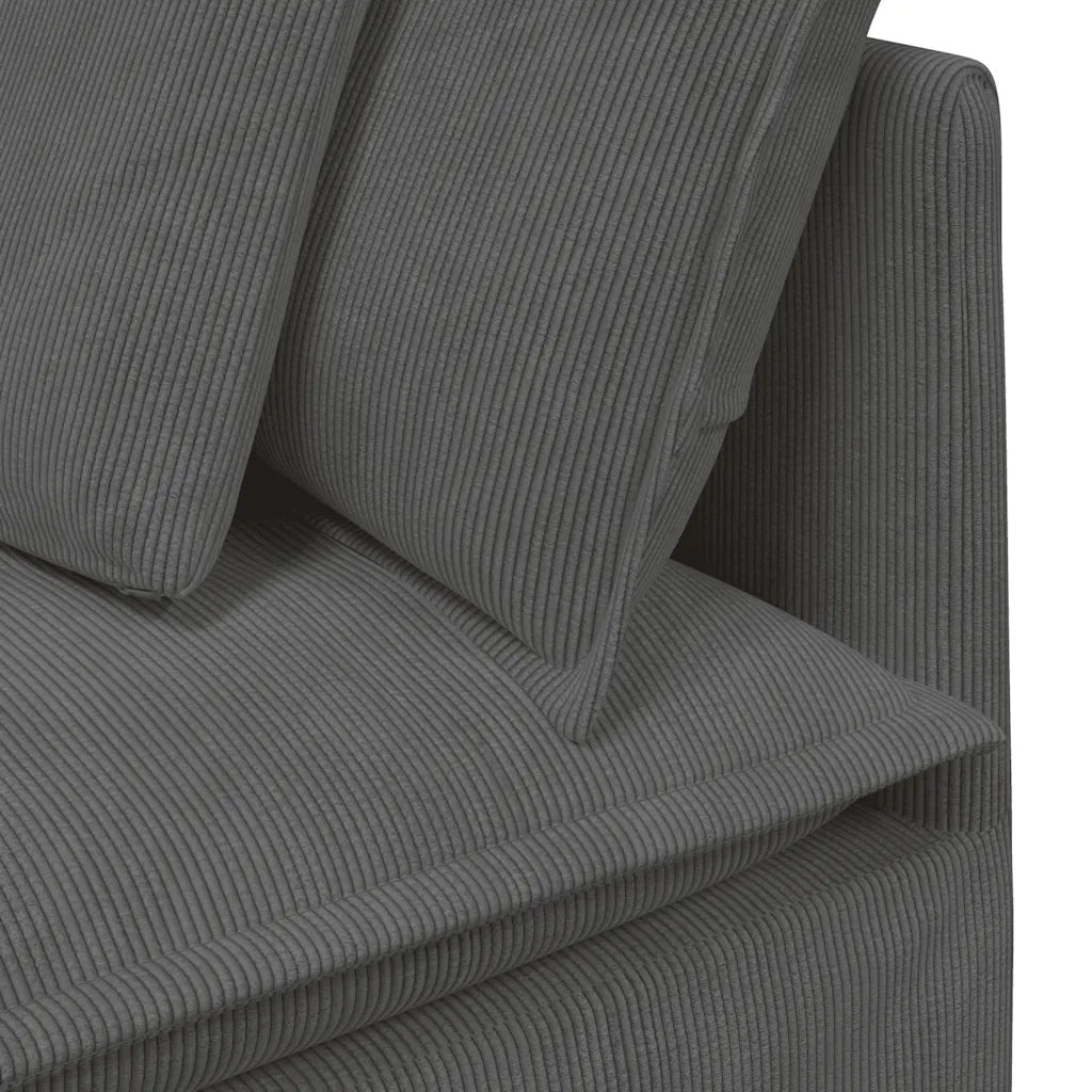 Divano Modulare con Cuscini in Tessuto a Coste Grigio Scuro 3321288