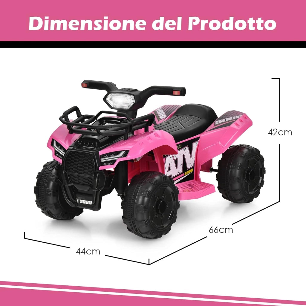 Quad Elettrico per Bambini, Auto Elettrica Cavalcabile con luce LED Musica e Box Anteriore, Mini Quad Regalo per Bambini 18-36 Mesi (Rosa)