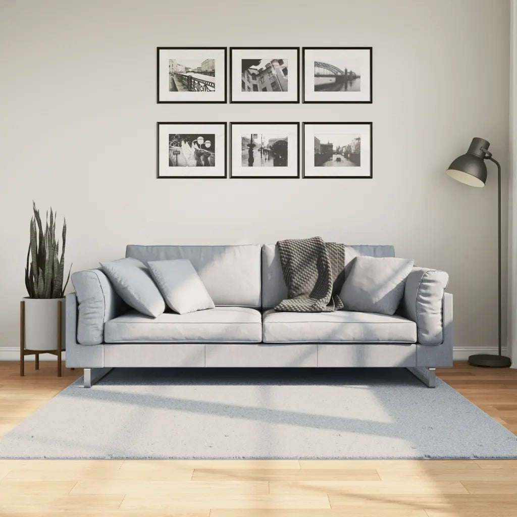 Tappeto a Pelo Corto HUARTE Morbido e Lavabile Blu 160x160 cm 375135