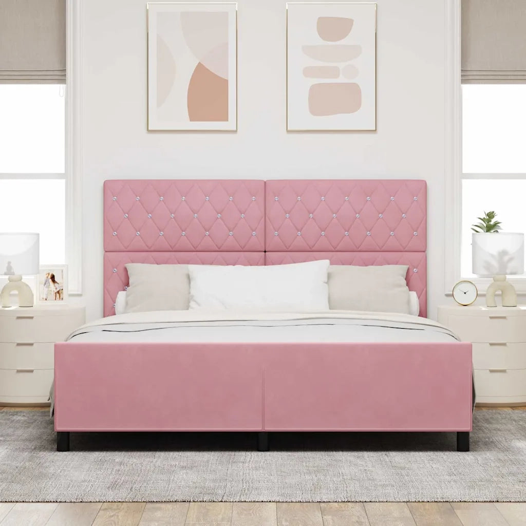Letto a molle con testiera Rosa 180 x 200 cm Velluto 3344896