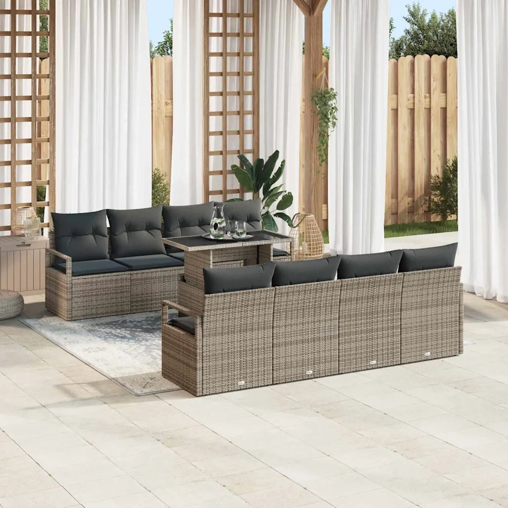 Set Divano da Giardino con cuscino 7 pcs Grigio polyrattan 3348785