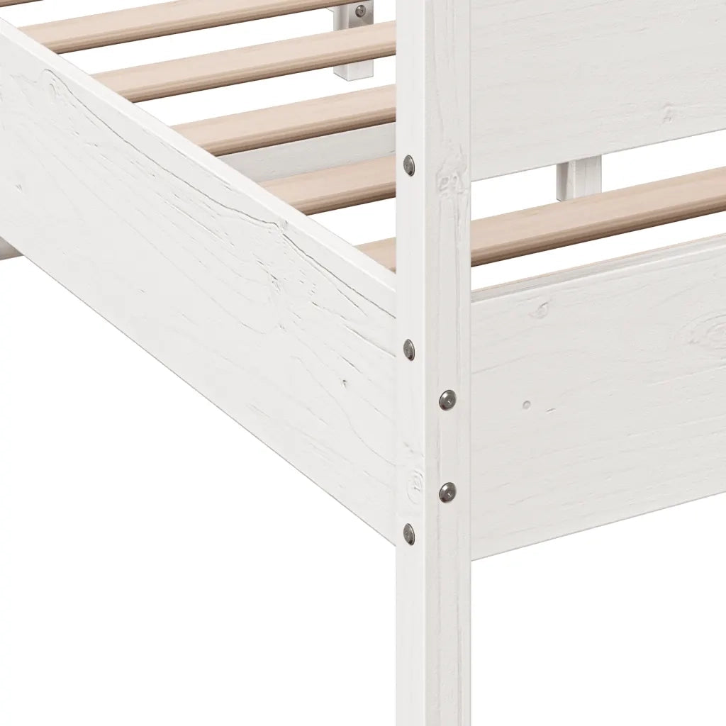 Letto matrimoniale | Letto per adulti | Giroletto senza Materasso Bianco 150x200 cm Legno Massello Pino