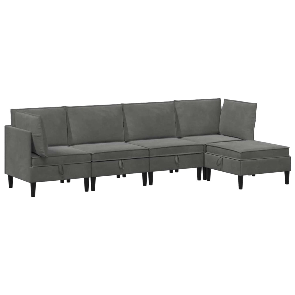 Set di mobili per il soggiorno 5 pcs Grigio Scuro Velluto
