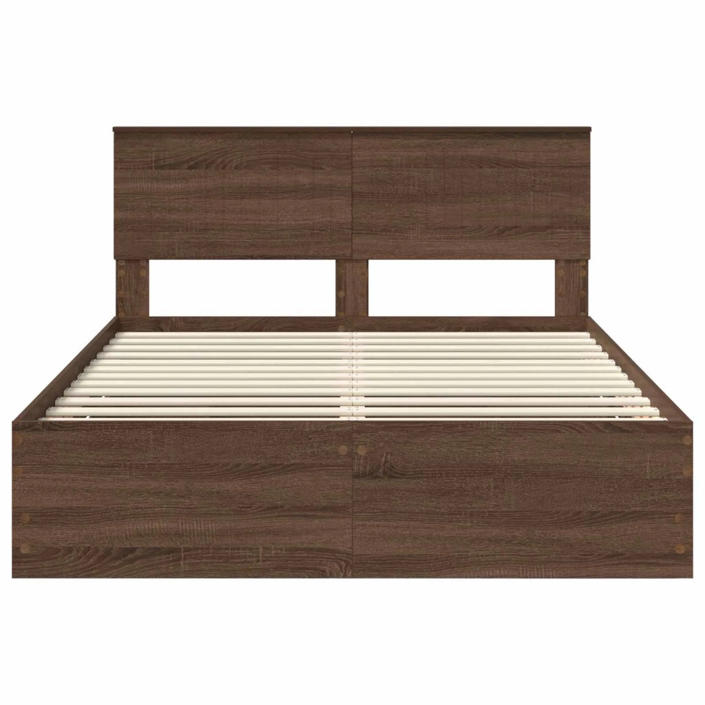 Struttura del letto con cassetto Rovere Marrone 135 x 190 cm