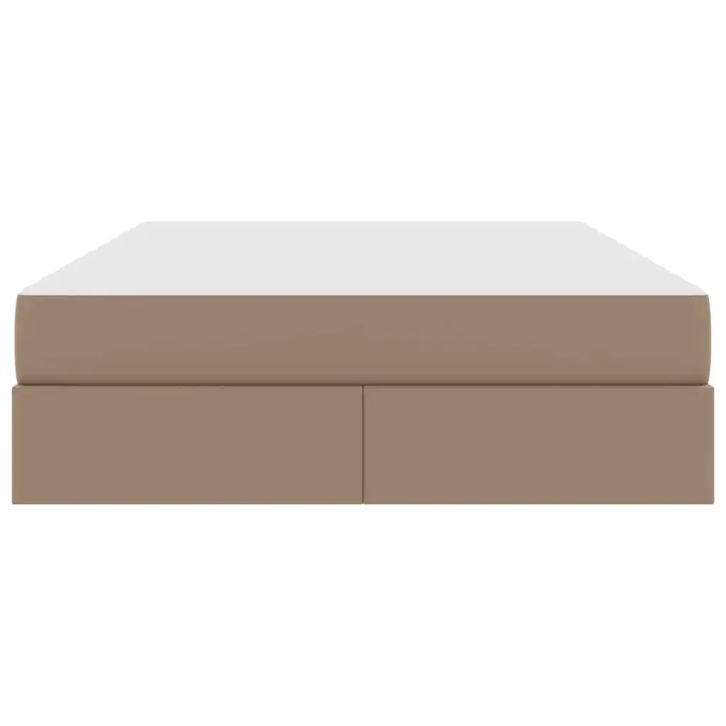 Letto con contenitore e materasso 2 pcs Cappuccino Pelle