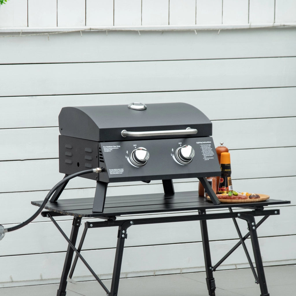 Tavolo Grill Gas BBQ 2 Bruciatori ¨C zephmum ¨C Nero Acciaio Inox 55x46.5x41 cm