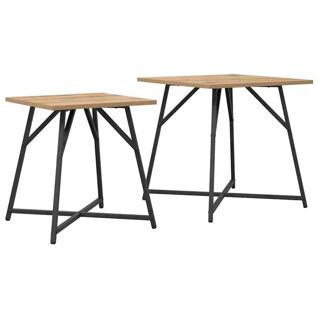 Set tavolini 2 pcs Rovere Artigianale e Nero 869731