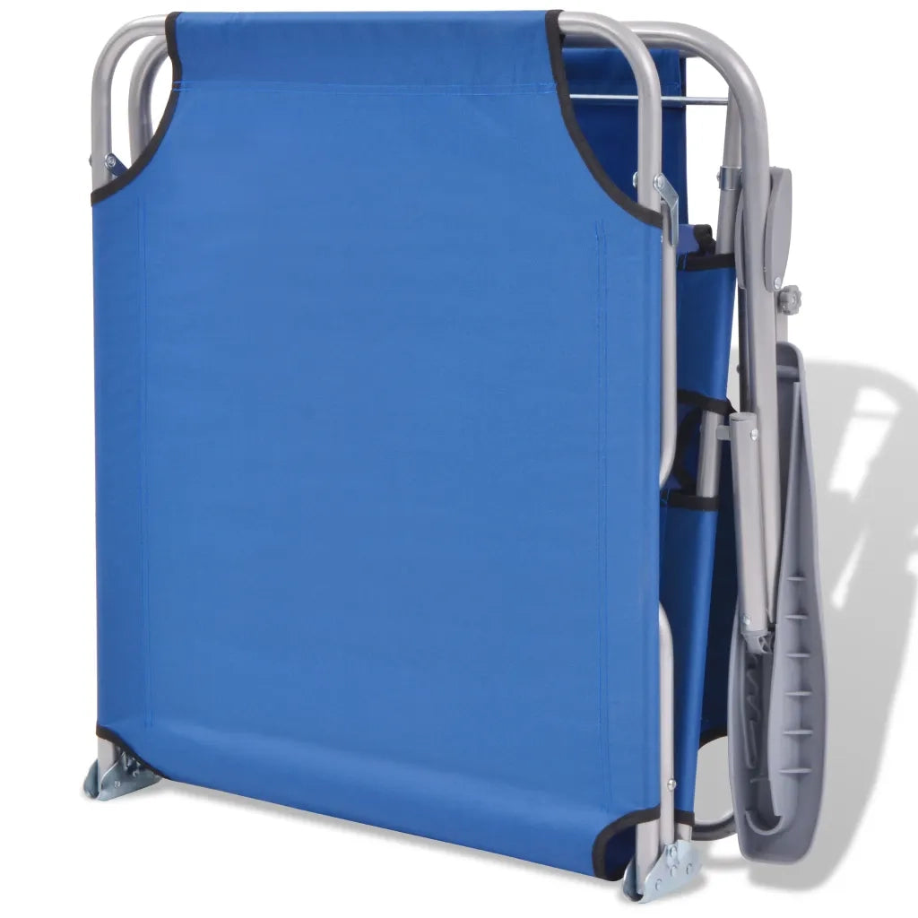 Lettino Prendisole con Baldacchino in Acciaio Blu 42931