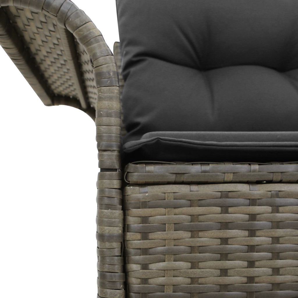 Divano da Giardino a 2 Posti con Cuscini Grigio in Rattan Sintetico