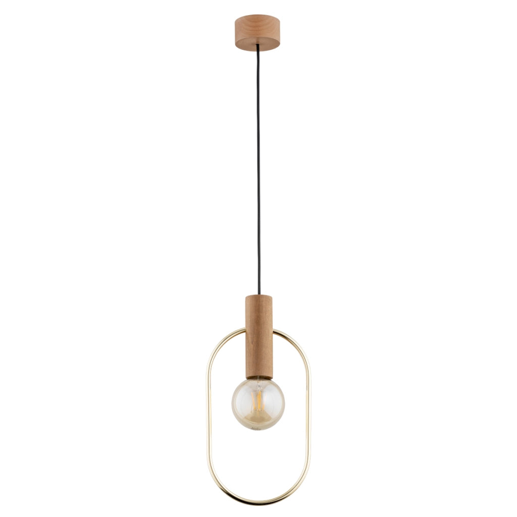 Lampada a sospensione nordica legno oro E27 15W LAIS