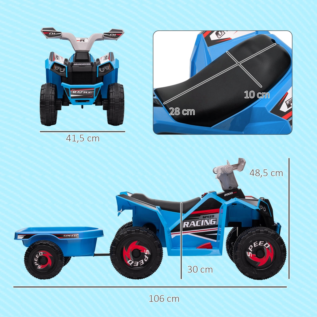 Auto per bambini elettrica ricaricabile con rimorchio ¨C zephmum ¨C Blu