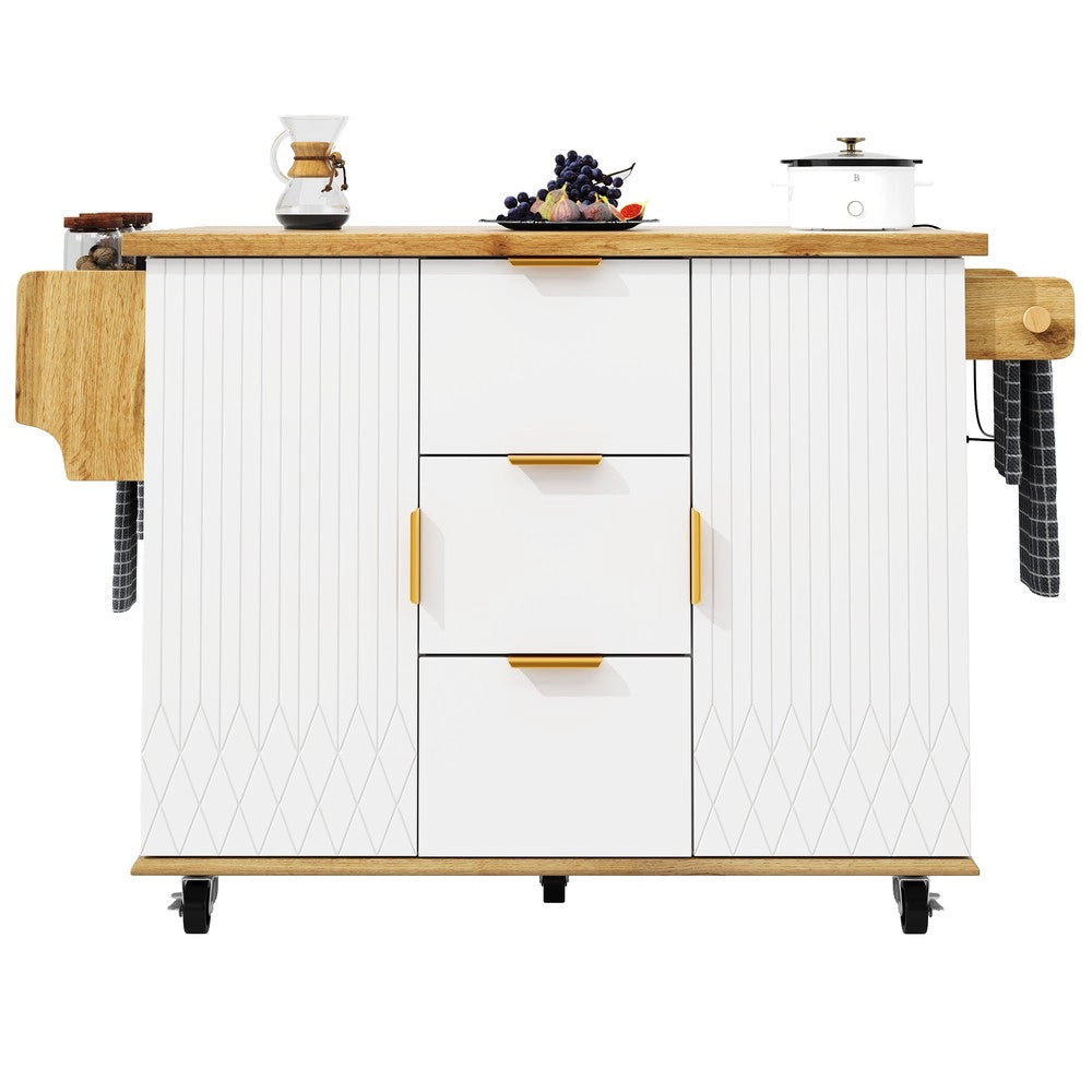 Carrello Cucina con Set Sgabelli Bar ¨C Minimal ¨C Bianco Effetto Legno