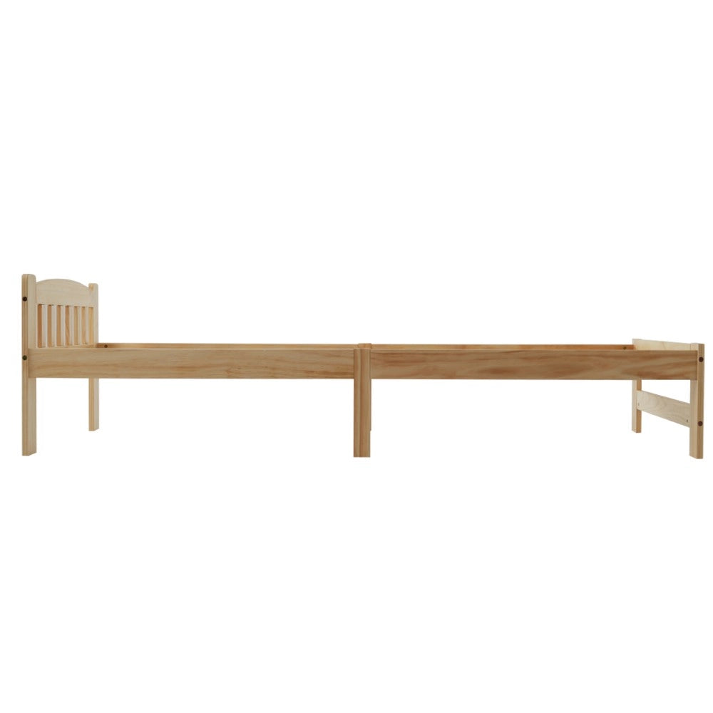 Letto Singolo in Legno Massello con Testiera e Doghe ¨C MINIMAL ¨C Naturale 90x200