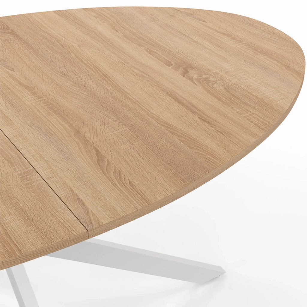 IDMarket - Tavolo da pranzo ovale ALIX per 8 persone con gambe in legno e ragno bianco 150 cm