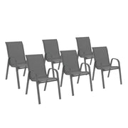 IDMarket - Set di 6 sedie impilabili in metallo e textilene grigio antracite LYMA