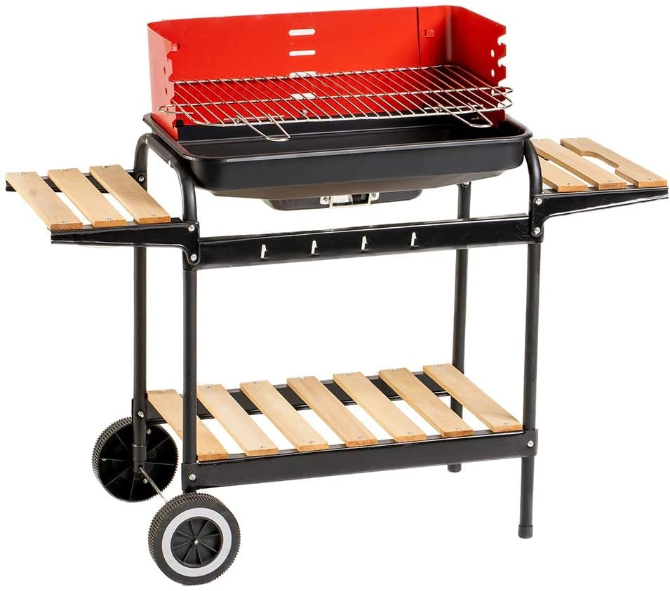 MAURY'S BARBECUE RETTANGOLARE CON RIPIANI IN LEGNO 85 X 45 X 105 CM