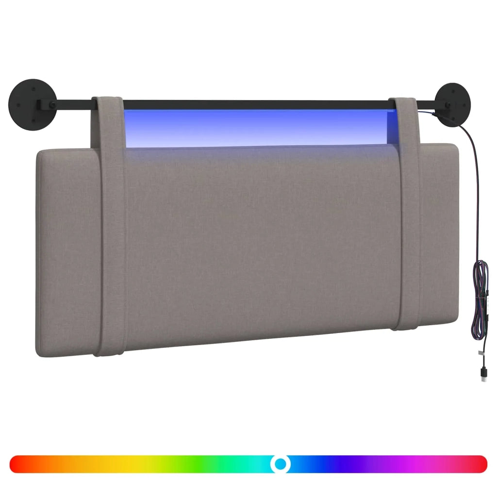 Testiera | Testata sospesa Con luce LED Tortora Tessuto
