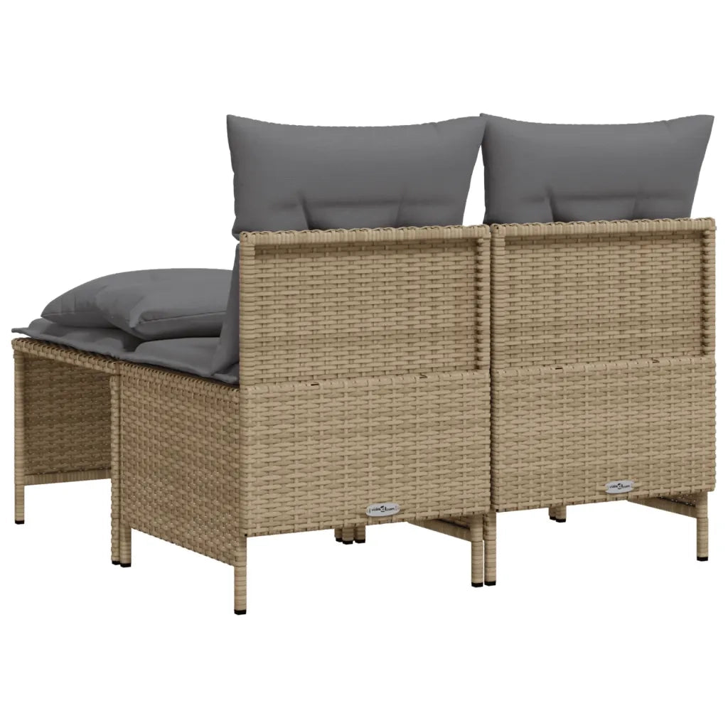 Set Divano da Giardino 4 pz | Set Salotto da Giardino con Cuscini Beige in Polyrattan