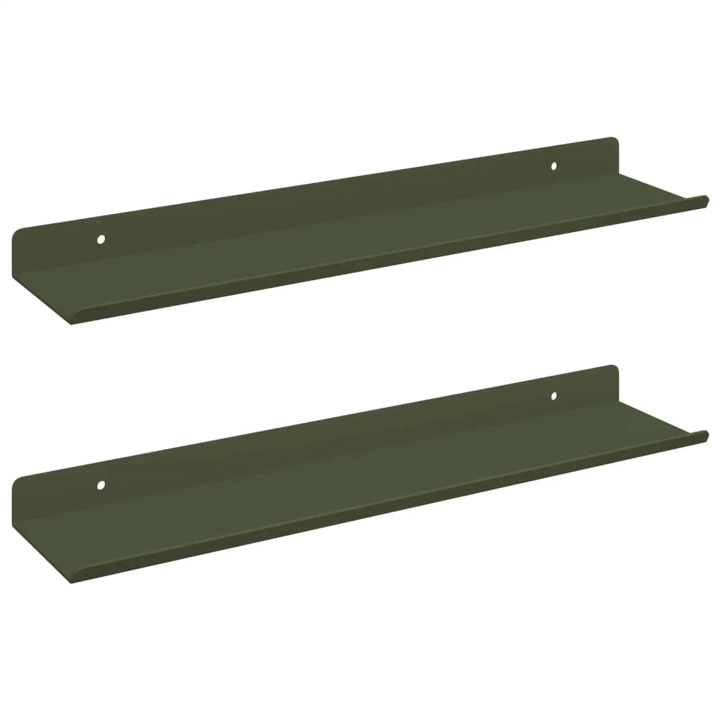 2 pz Mensola | Ripiano | Scaffale sospesa Verde oliva 40 x 8,5 x 2,5 cm Acciaio