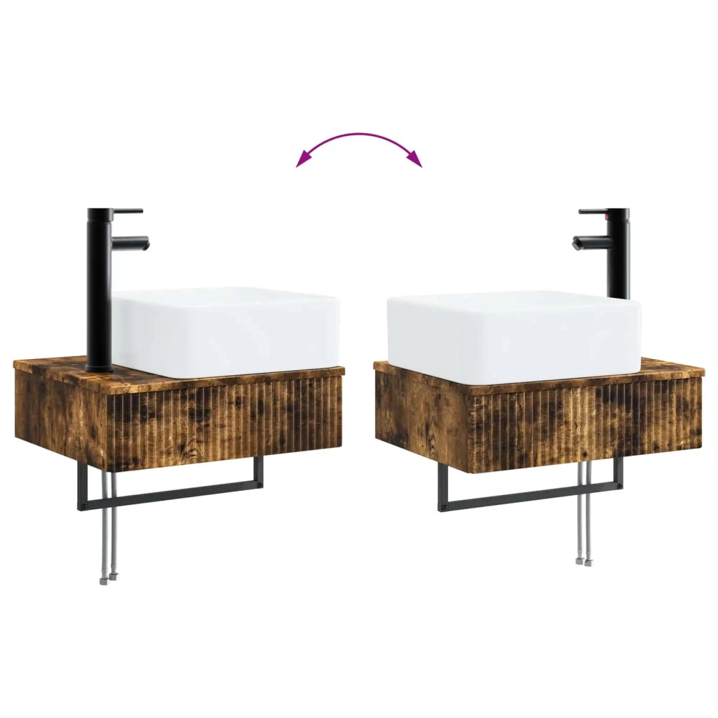 Set di mobili per il bagno 5 pz Rovere Fumo 33 x 34,5 x 100 cm 3405978