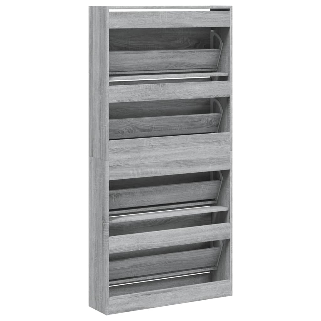 Scarpiera mobile contenitore per scarpe mobile per ingresso/corridoio/soggiorno 4 cassetti a ribalta grigio Sonoma 02_0021387