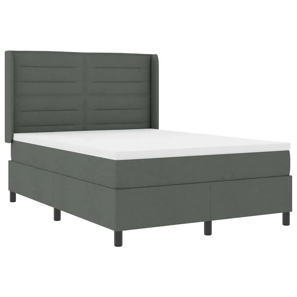 Letto a molle con materasso Grigio scuro 160 x 200 cm Tessuto