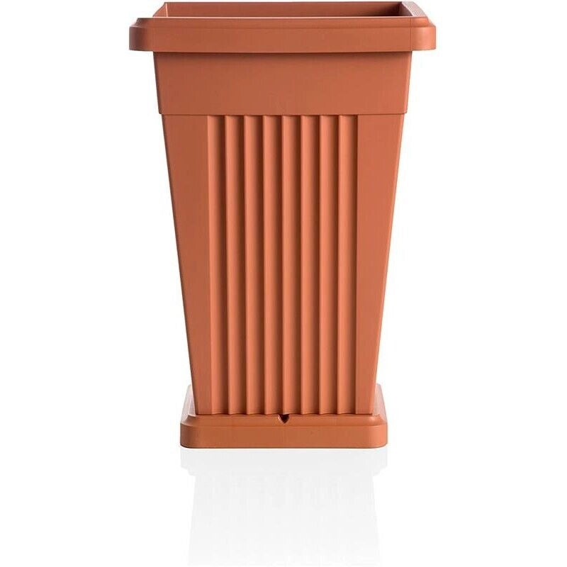 BAMA VASO A PIRAMIDE CON SOTTOVASO 40 X 40 X H59 CM COLORE TERRACOTTA