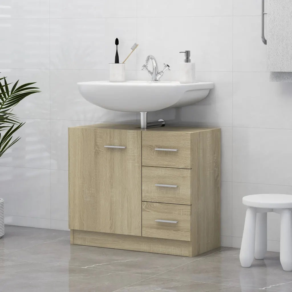 Mobile Sottolavabo-Armadietto da bagno Rovere Sonoma 63x30x54 cm Legno Multistrato