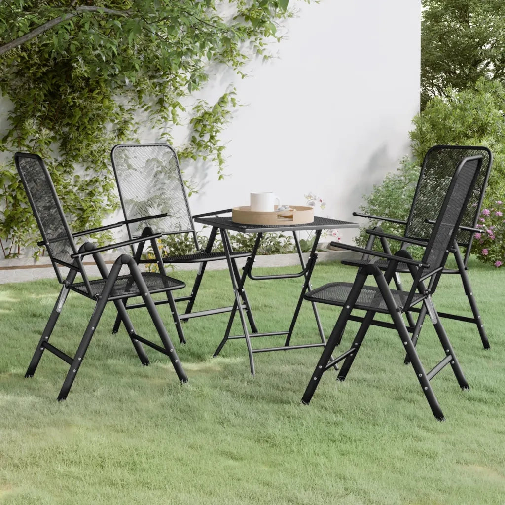 Set da Pranzo per Giardino 5pz | Set Salotto da Giardino Rete Metallica Espansa Antracite