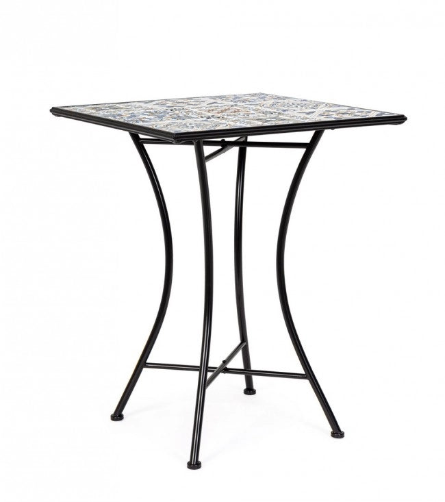 Tavolo da Giardino Acciaio Nero Stile Classico 60x60 - GREEK