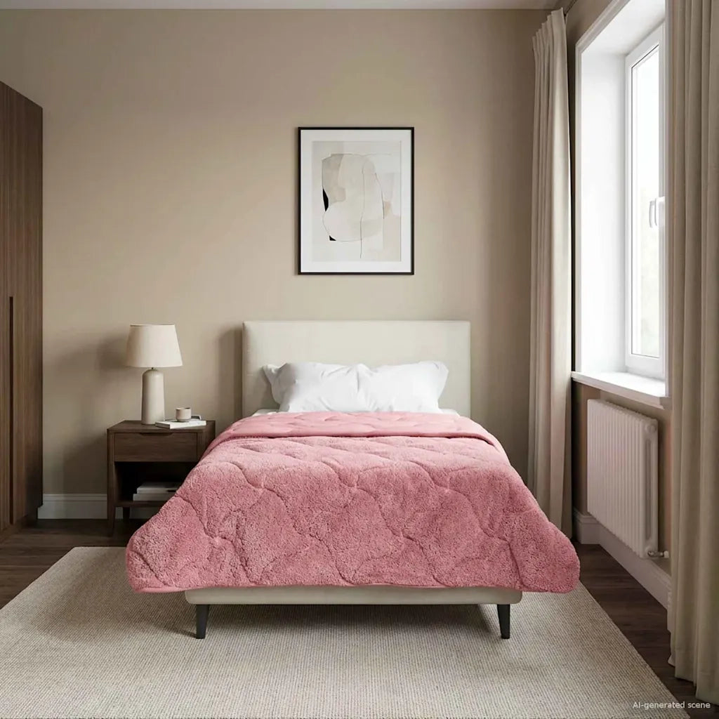 Duvet Invernale Rosa 140 x 220 cm Microfibra e Fleece Teddy