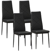 Set di 4 Sedie da Pranzo 41x50x97 cm con Schienale Alto in Similpelle Nero