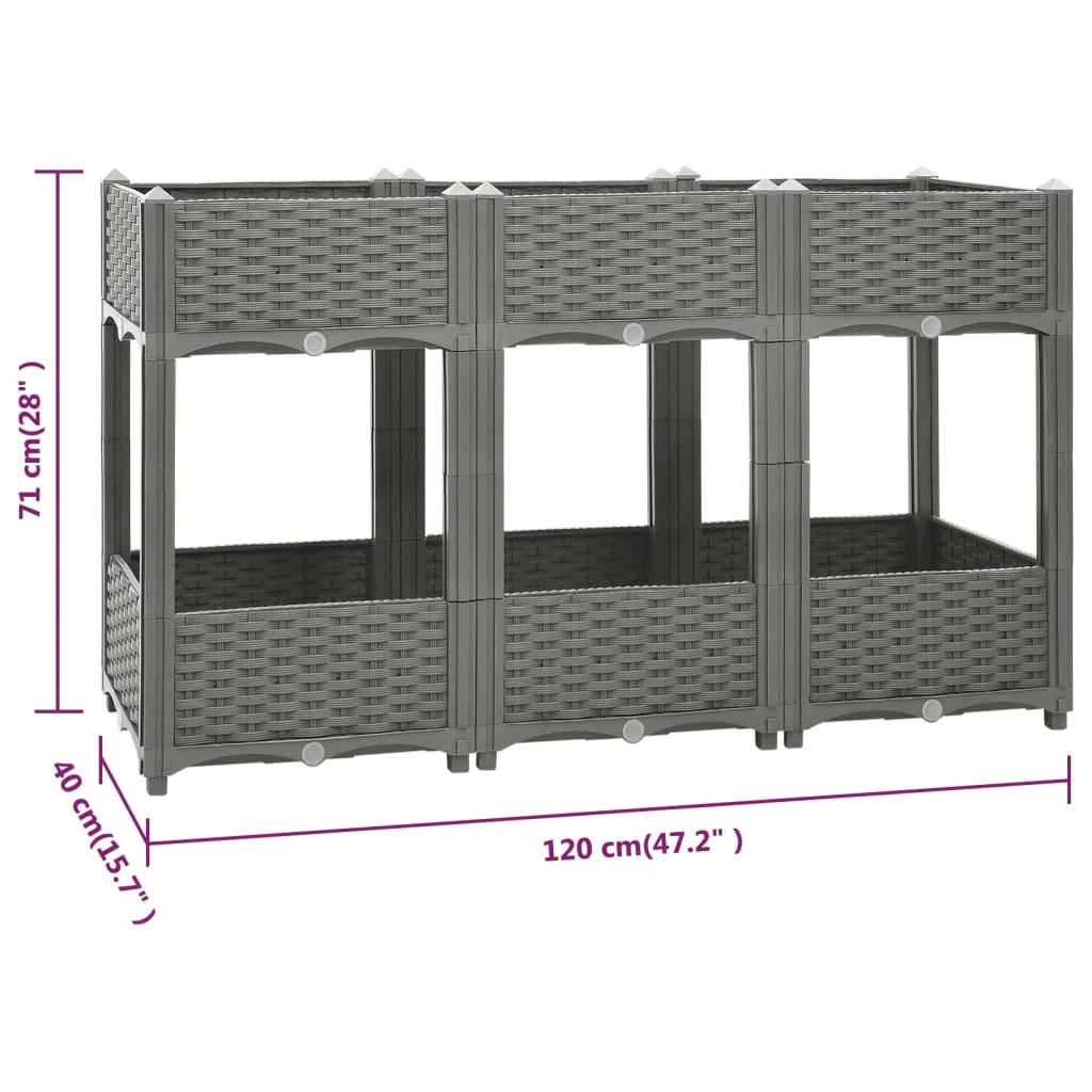 Fioriera rialzata per piante fiori terrazza giardino 120 x 40 x 71 cm polipropilene grigio 02_0039205