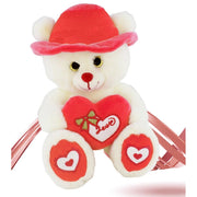 Trade Shop - Peluche Orso Con Cappello Cuore Rosso 22 Cm Pupazzo Regalo San Valentino 92409 -