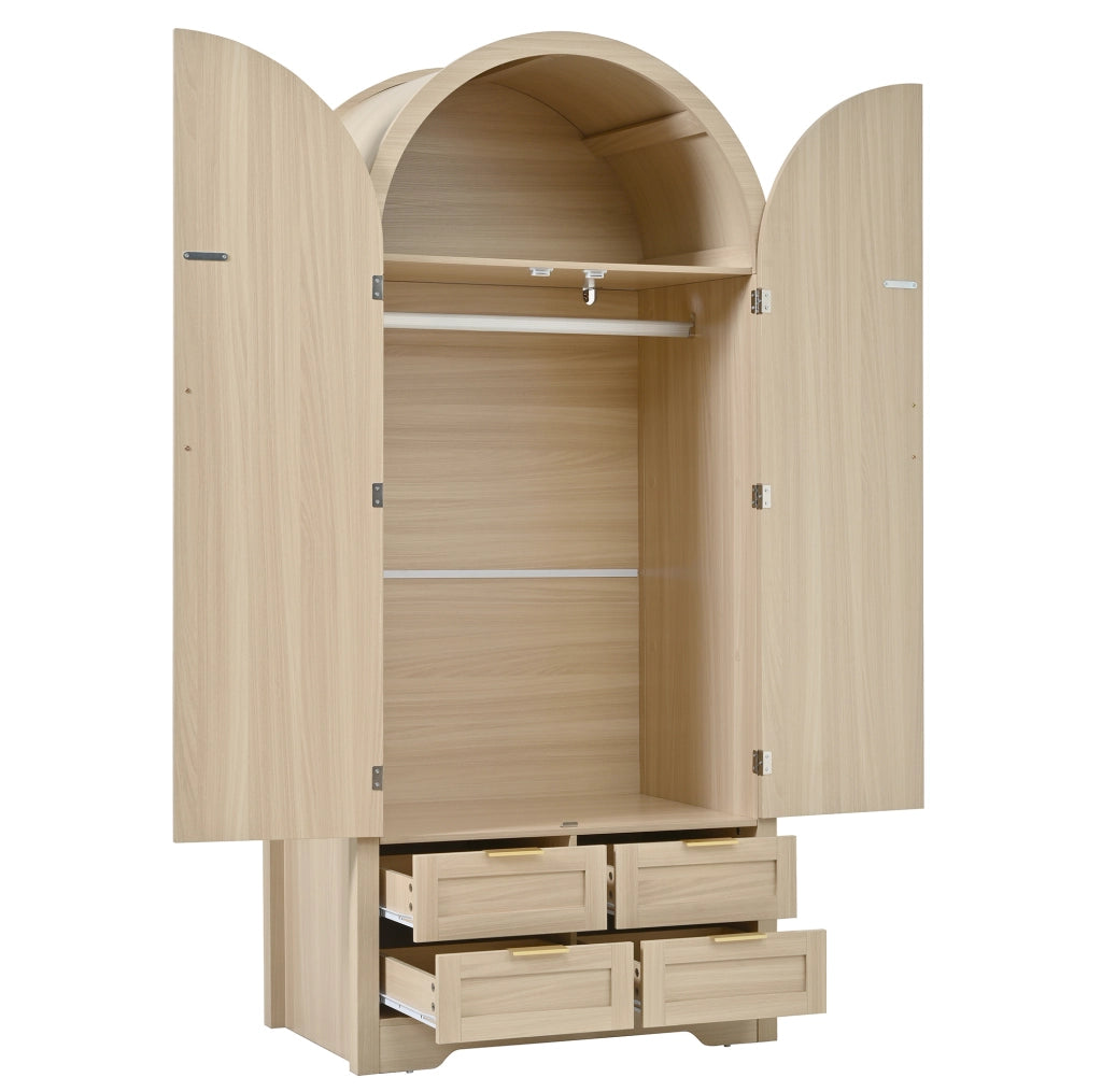 Armadio 80x50x179 cm con appendiabiti e cassetti in MDF rovere
