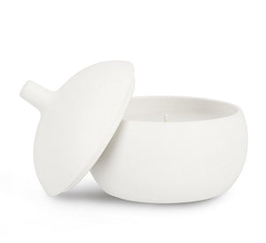 Candela con Coperchio Ø14x14 cm in Ceramina Canister Bianco