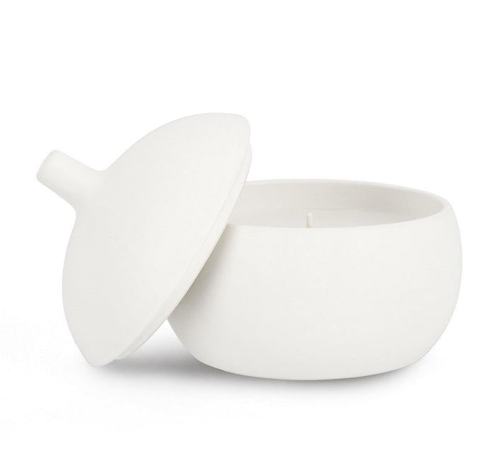 Candela con Coperchio Ø14x14 cm in Ceramina Canister Bianco