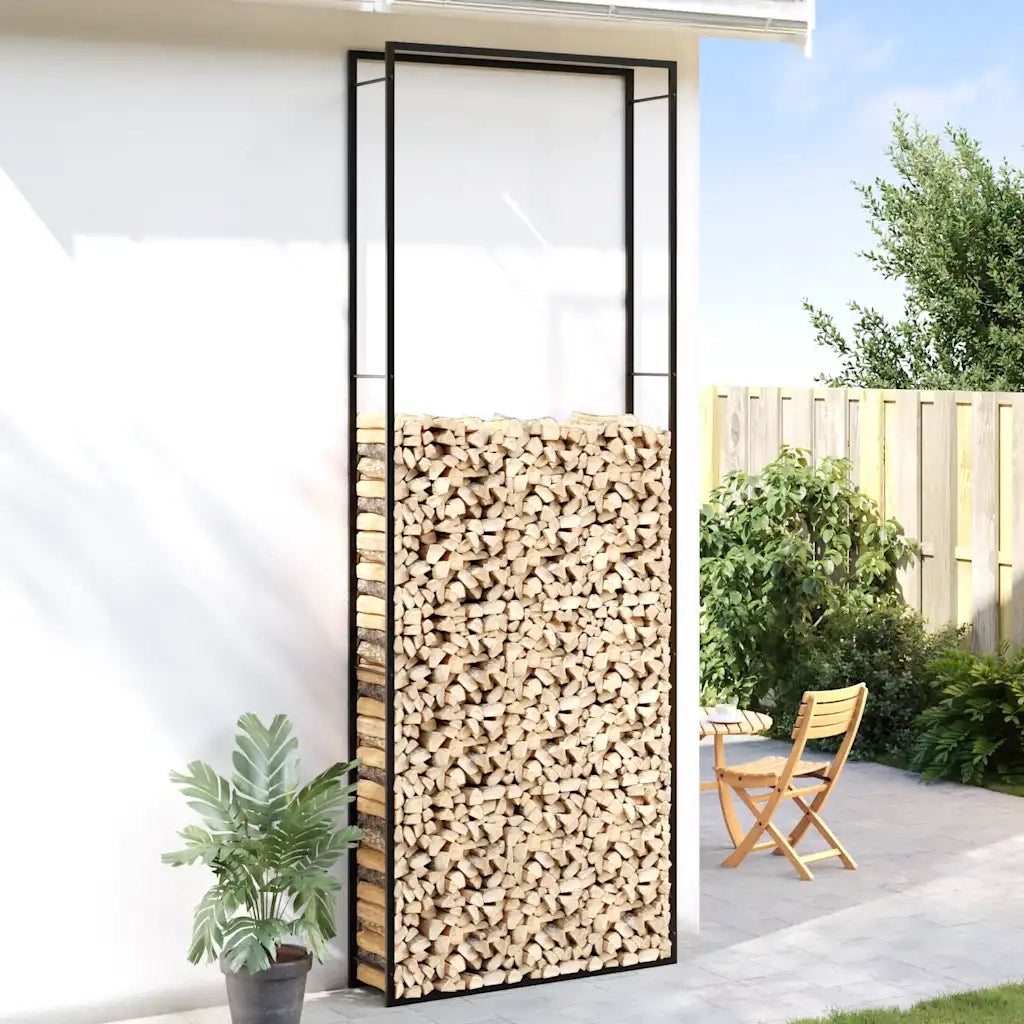 Portalegna Nero Opaco 110x28x312 cm in Acciaio 350312