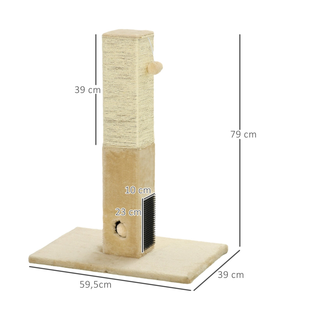 Grattatoio per gatti con palla e sonaglio ¨C zephmum ¨C 59.5x39x79 cm beige