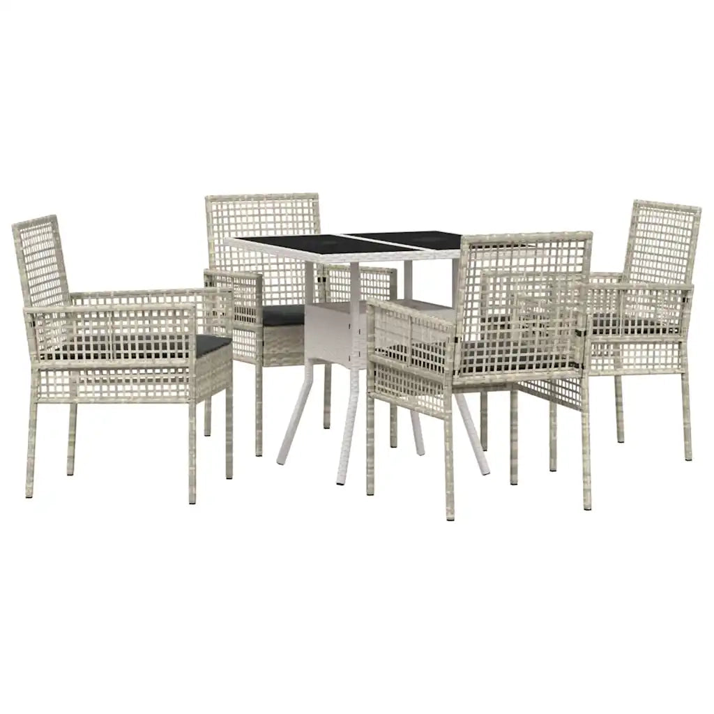 Set da Pranzo per Giardino 5 pcs Grigio chiaro polyrattan 3334934