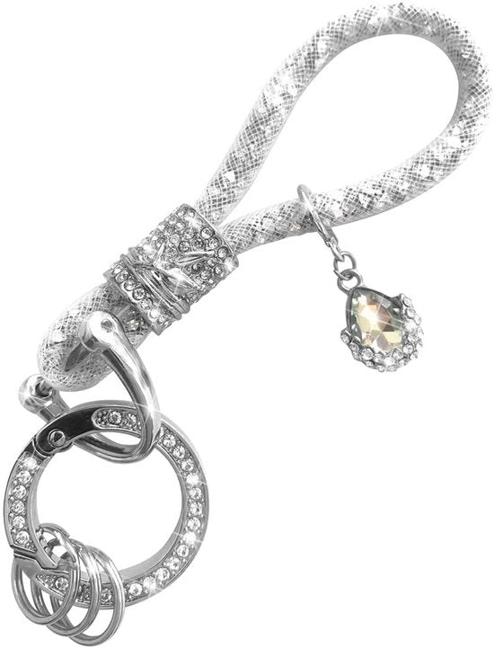 Sostegno chiavi con pietruzze lucide - Sostegno chiavi - Acciaio inossidabile - D-ring - Chiusura clip - Leggero 41 g