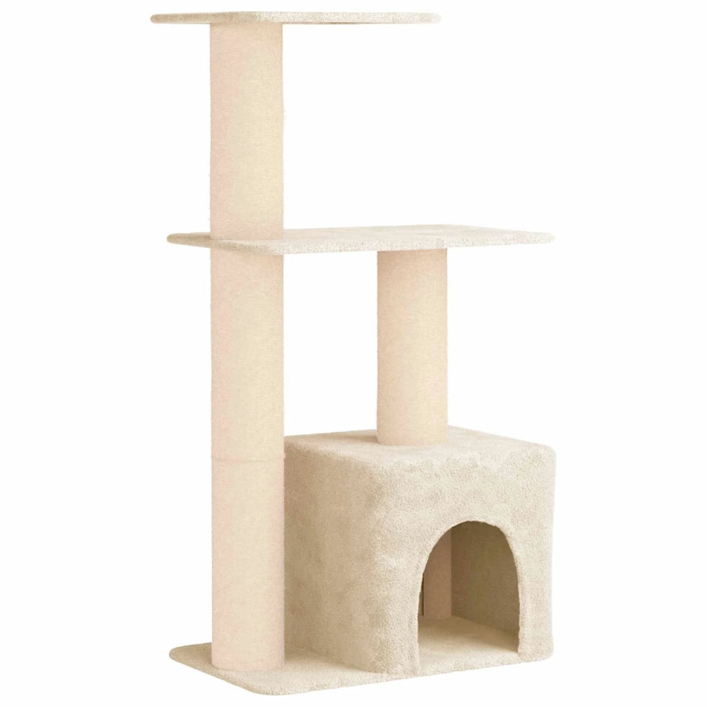 Albero per gatti con pali per graffiare in sisal Crema 133 cm 42033066