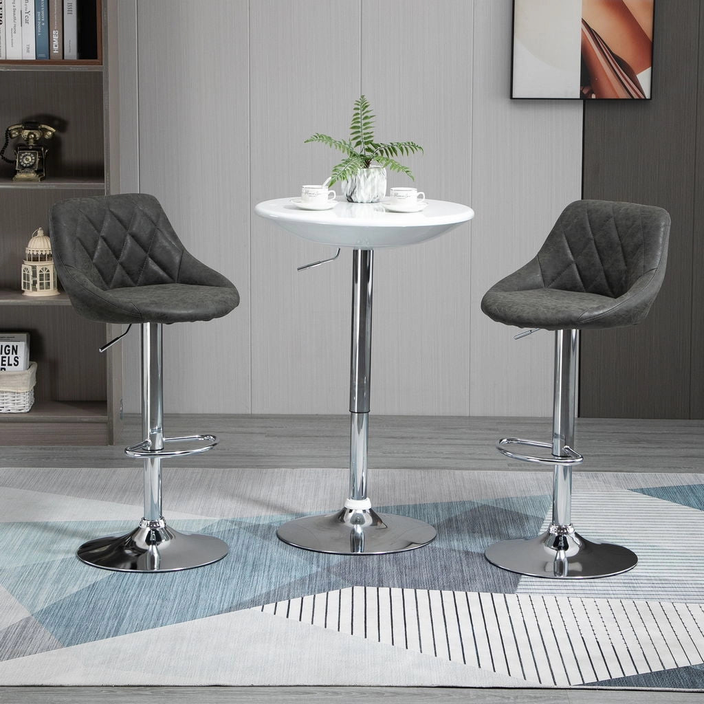 SET 2 SGABELLI DA BAR CON SCHIENALE E ALTEZZA REGOLABILE INDUSTRIAL GRIGIO SCURO