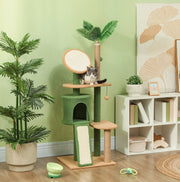 Tiragraffi verde ad albero 139 cm con cuccia, rampe e giochi