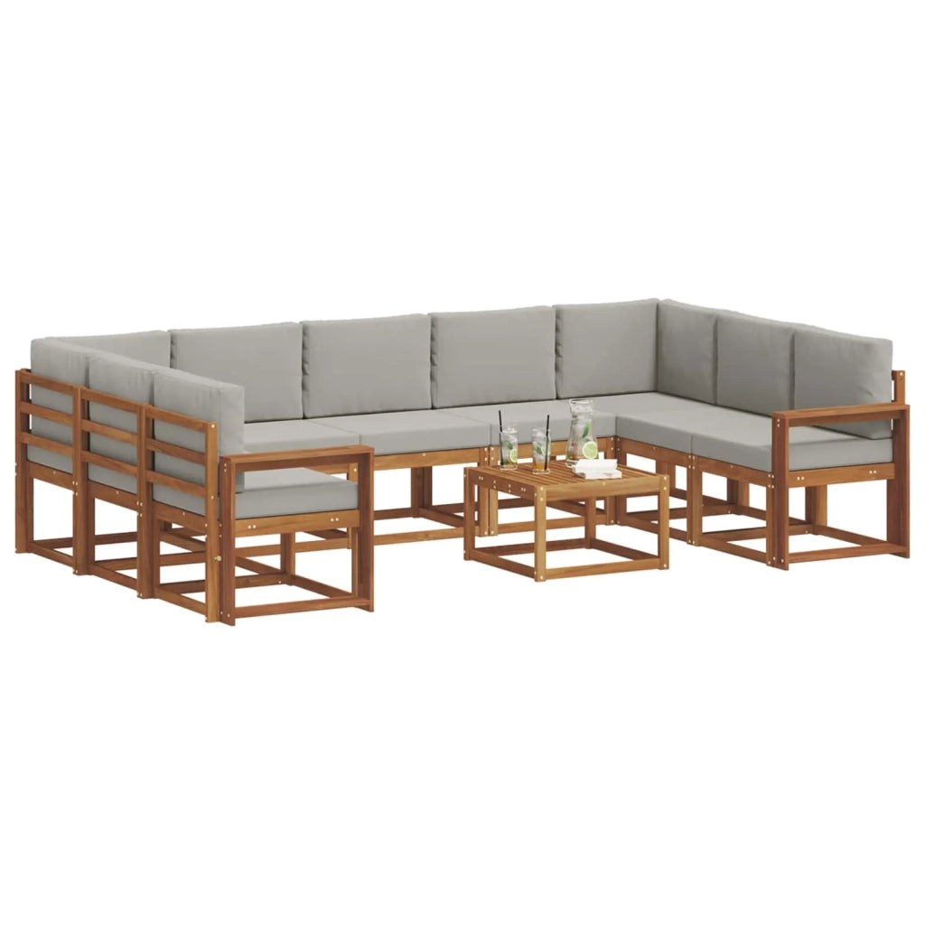 Set di divani da esterno 10 pcs Grigio Naturale e Chiaro 3367024
