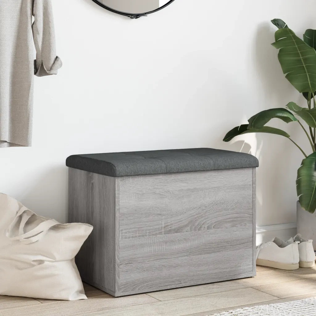 Panca Portaoggetti-Sgabello-Panca con Contenitore Grigio Sonoma 62x42x45 cm Legno Multistrato
