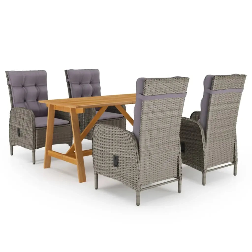 Set Mobili da Pranzo per Giardino 5 pz Grigio cod mxl 43807
